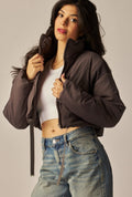 Cropped Break Line Bomber Jacket (charcoal)