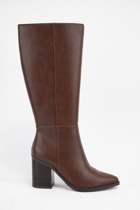 Pointed-toe Block Heel Tall Boots